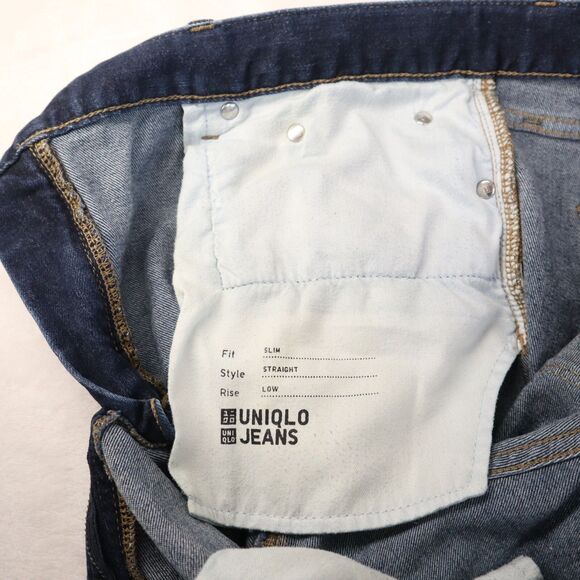 Uniqlo Red Line Selvedge Men's Slim Straight Low Rise Denim Blue Jeans 35Wx31L - Picture 5 of 13